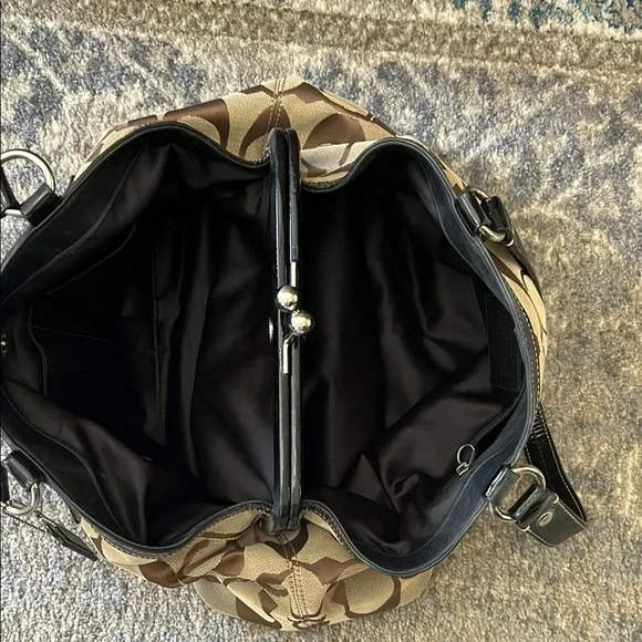 Coach Brown and Black Shoulder Bag with Signature Monogram - Picture 7 of 9